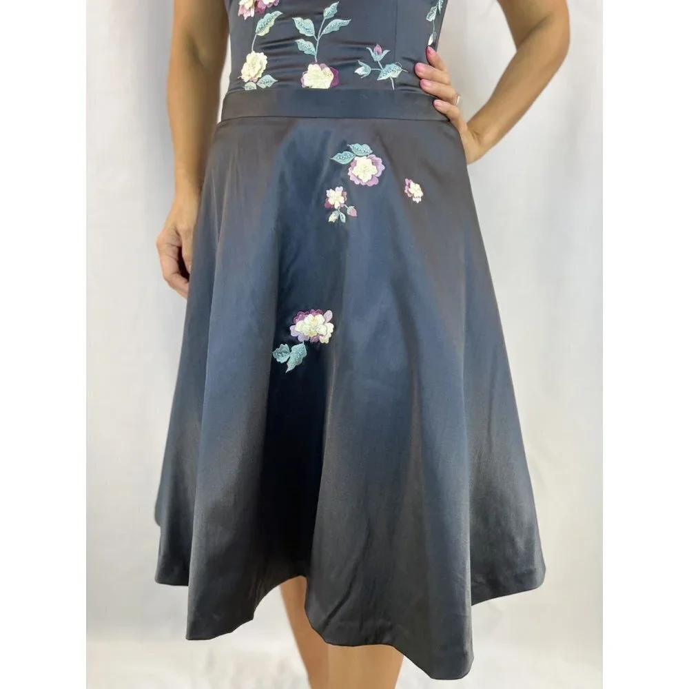 Mandalay Julian Joyce Black Satin Halter A-Line Dress $495 - Picture 5 of 12